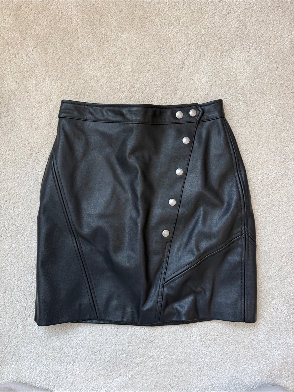 Blank NYC Black Faux Leather Snap-Front Mini Skirt - Picture 1 of 4